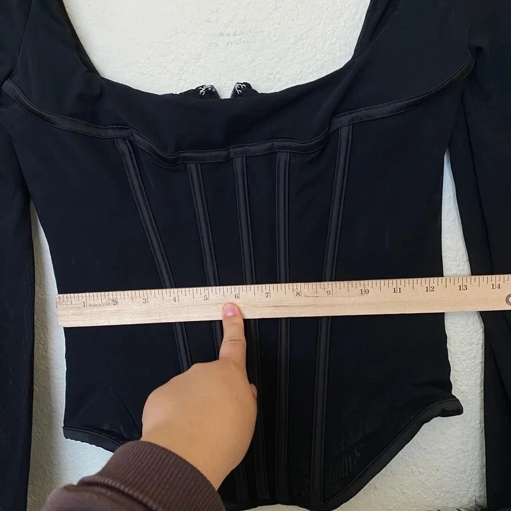 HOUSE OF CB 'Stella' Black Mesh Trimmed Corset‎ NWOT size XS